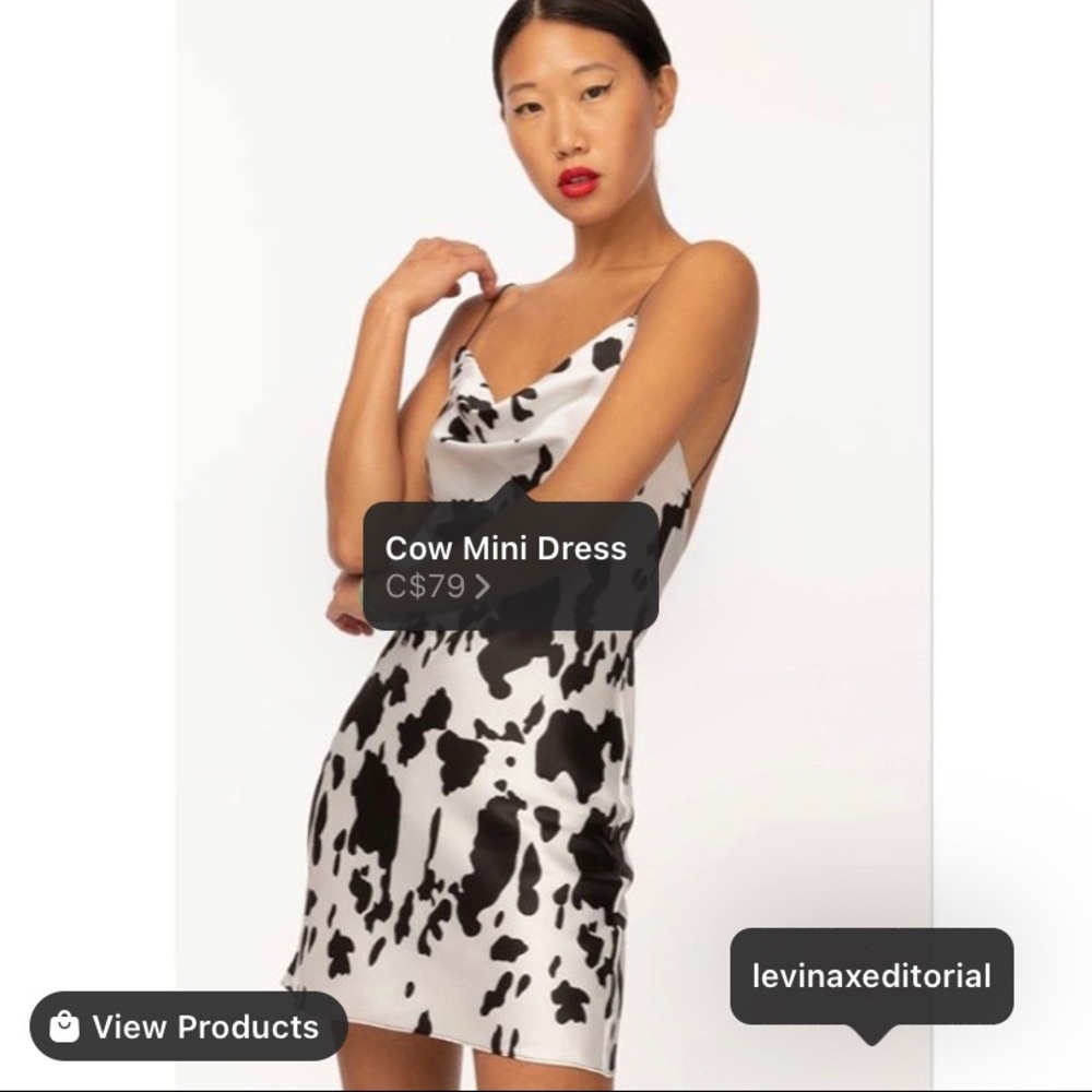 cute satin/silk cow dress
